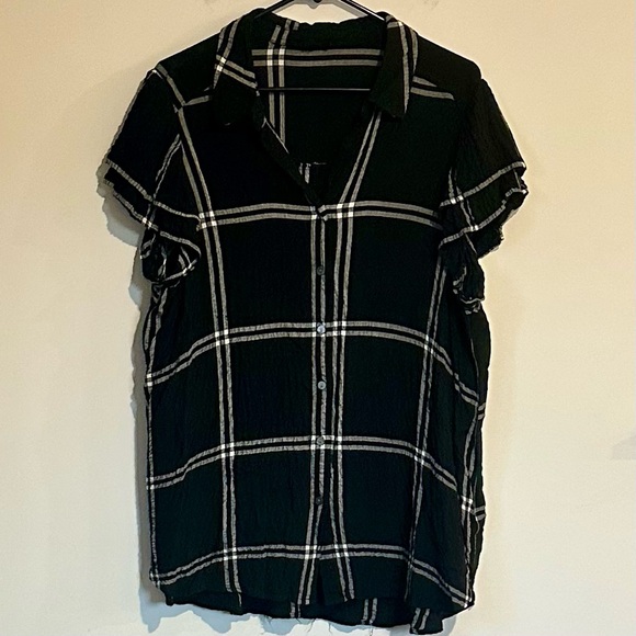 Jane and Delancey Black and White Checkered Blouse - Size: 1X - Picture 1 of 5